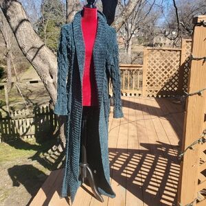 Fashion Nova Long Teal Cardigan